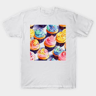 Watercolor cupcake pattern T-Shirt